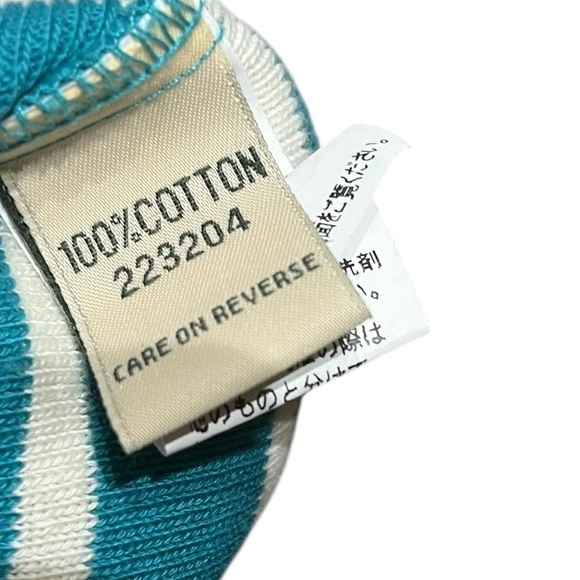 L.L. Bean Teal and White Striped Quarter Zip Pullover, Size M - Picture 5 of 8